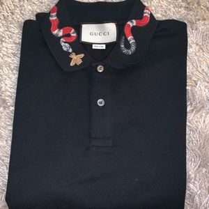 Gucci cotton polo with Kingsnake embroidery